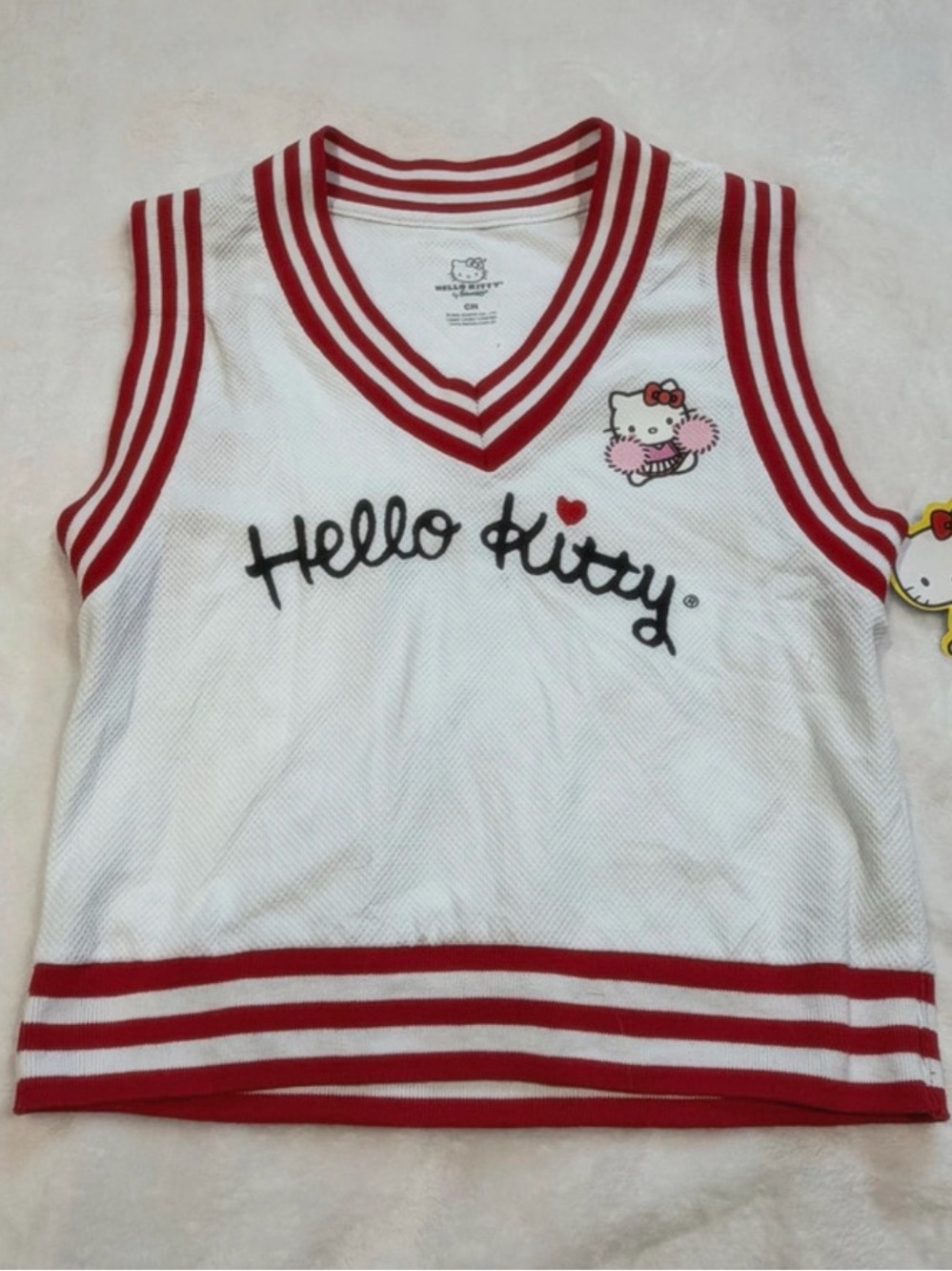 Hello Kitty White & Red Sleeveless Knit Tank Top